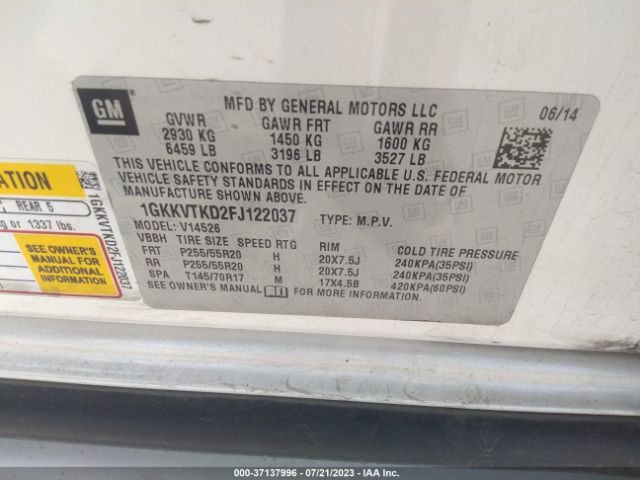 1GKKVTKD2FJ122037 GMC Acadia Denali