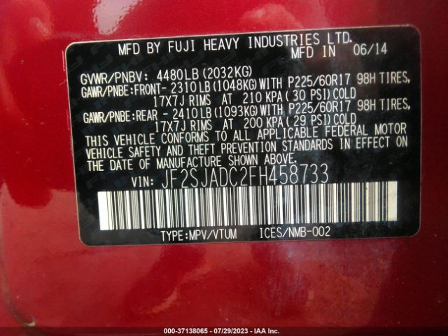 JF2SJADC2FH458733 Subaru Forester 2.5i Premium