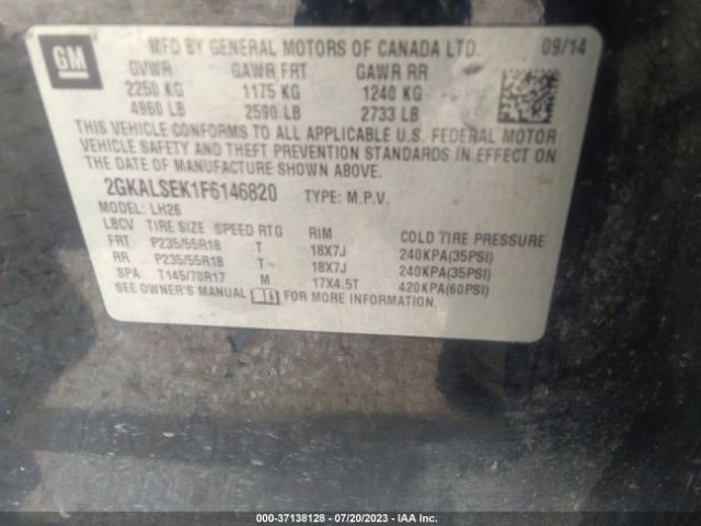 2GKALSEK1F6146820 GMC Terrain Slt