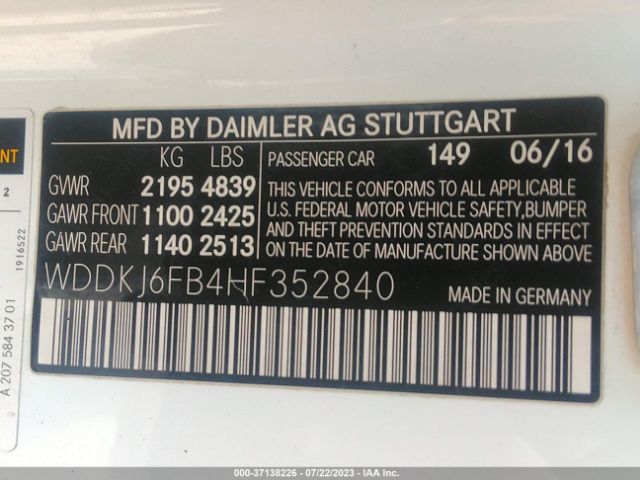 WDDKJ6FB4HF352840 Mercedes-Benz E-class E 400