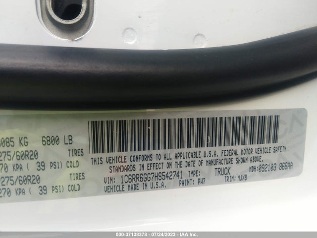 1C6RR6GG7HS542741 RAM 1500 Lone Star