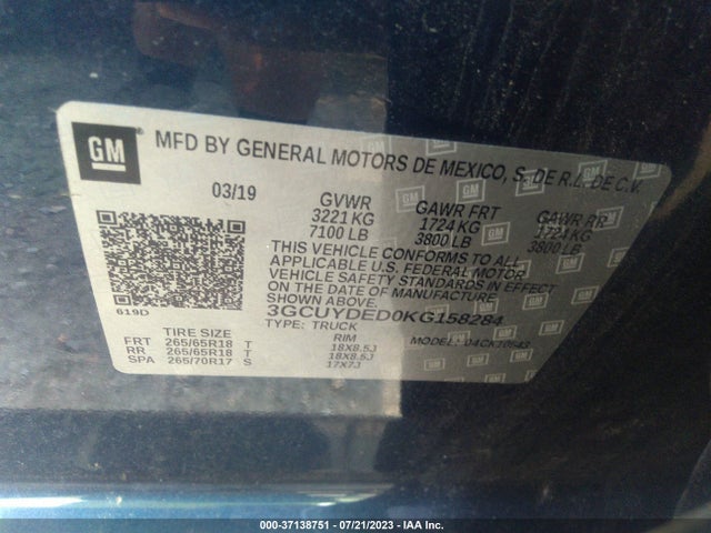 Chevrolet Silverado 1500 Lt 2019 3GCUYDED0KG158284 Image 9