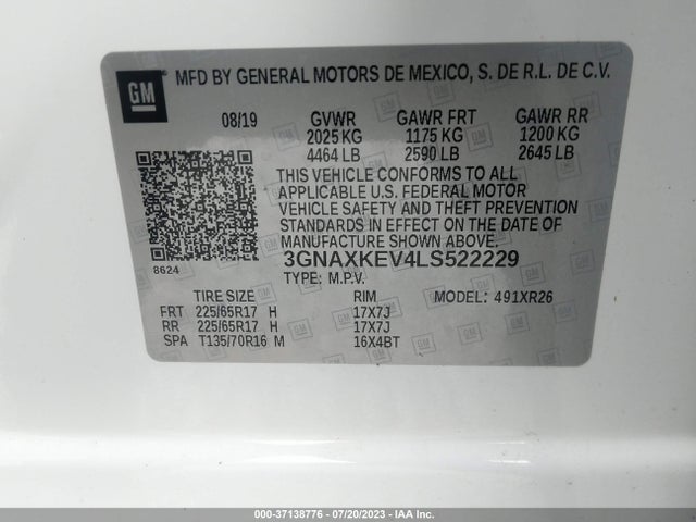 3GNAXKEV4LS522229 Chevrolet EQUINOX LT