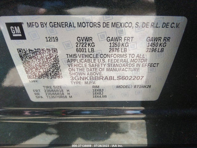 Chevrolet Blazer Lt 2020 3GNKBBRA8LS602207 Image 9