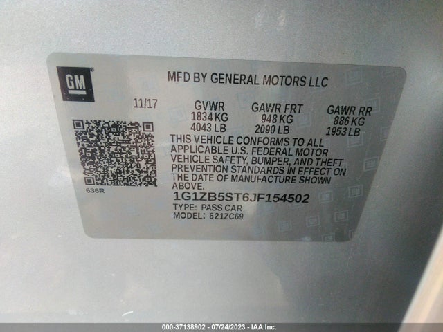Chevrolet MALIBU LS 2018 1G1ZB5ST6JF154502 Image 9