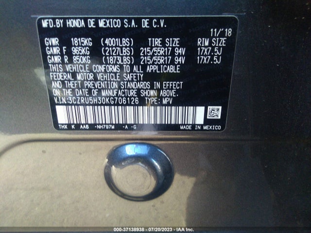 Honda HR-V LX 2019 3CZRU5H30KG706126 Image 15