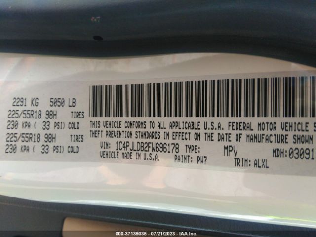 1C4PJLDB2FW696178 Jeep Cherokee Limited