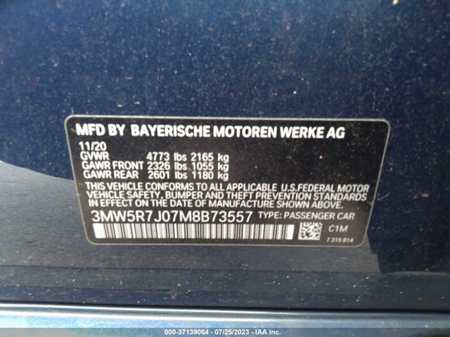 BMW 330i Xdrive 2021 3MW5R7J07M8B73557 Image 9