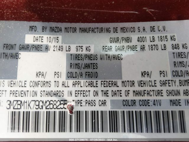 3MZBM1K79GM268255 Mazda Mazda3 I Sport