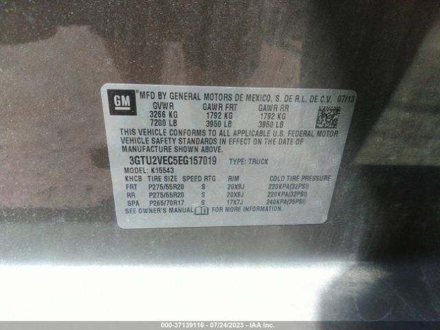 3GTU2VEC5EG157019 GMC Sierra 1500 Slt