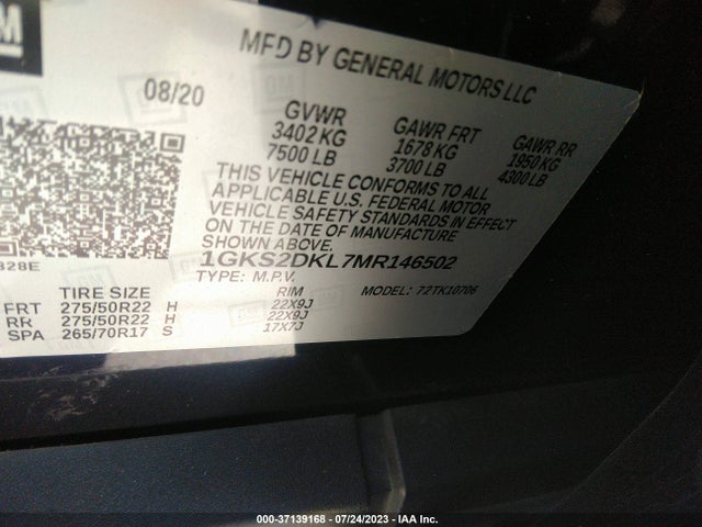 GMC YUKON DENALI 2021 1GKS2DKL7MR146502 Image 9