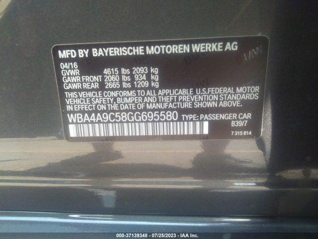 2016 BMW 4 Series, VIN: WBA4A9C58GG695580