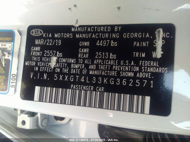 5XXGT4L33KG362571 KIA Optima Lx