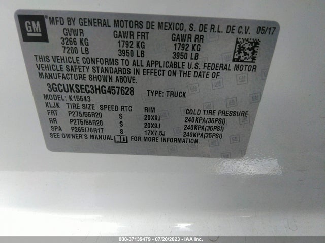 Chevrolet Silverado 1500 Ltz 2017 3GCUKSEC3HG457628 Image 9