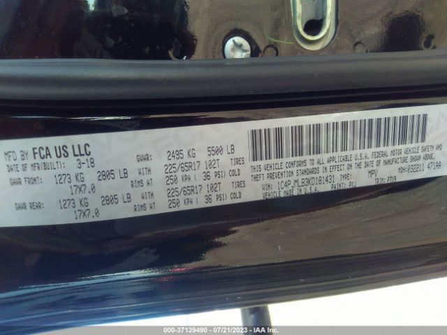 1C4PJMLB3KD181431 Jeep Cherokee Latitude Plus
