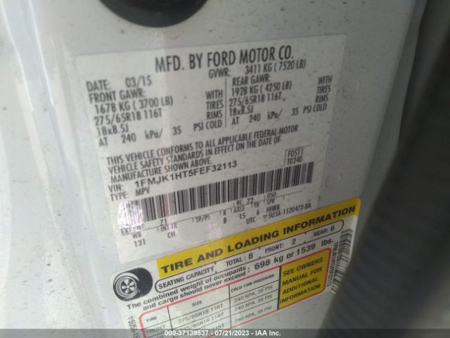 1FMJK1HT5FEF32113 Ford Expedition El Xlt