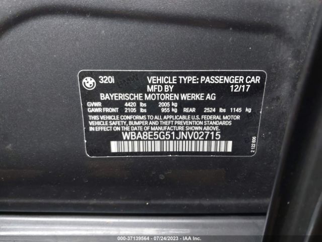 WBA8E5G51JNV02715 BMW 3 Series 320i Xdrive