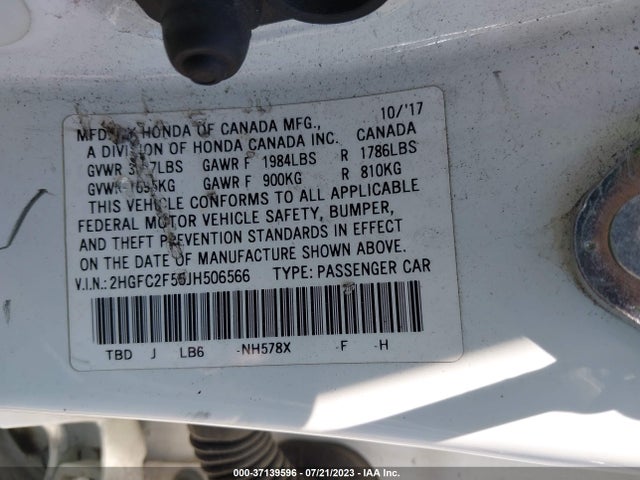 Honda Civic Sedan Lx 2018 2HGFC2F55JH506566 Image 9