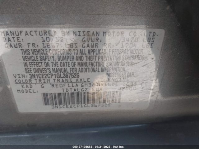 3N1CE2CP1GL367525 Nissan Versa Note Sr
