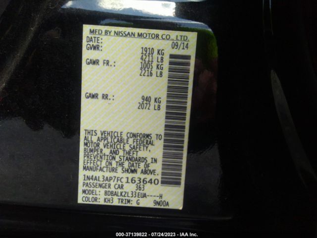 1N4AL3AP7FC163640 Nissan Altima 2.5 Sv