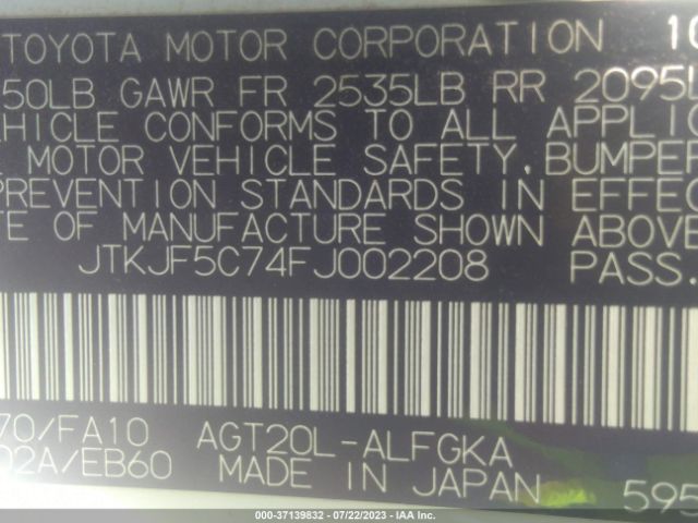 JTKJF5C74FJ002208 Scion TC
