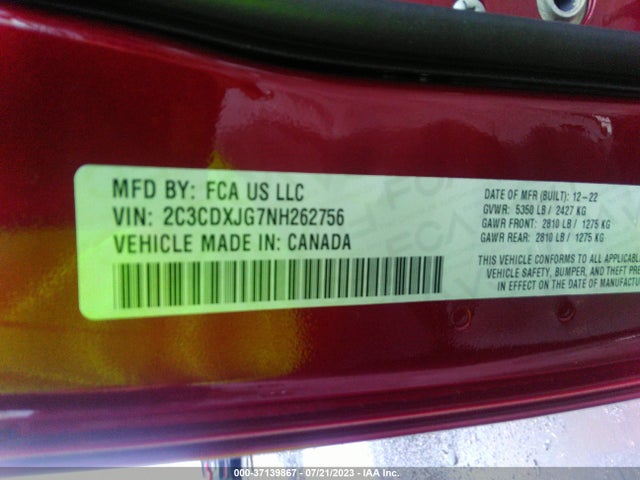 Dodge Charger Sxt 2022 2C3CDXJG7NH262756 Image 9