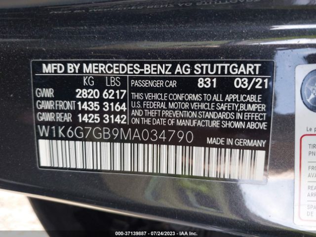 W1K6G7GB9MA034790 Mercedes-Benz S-class S 580