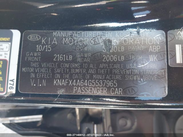 KNAFX4A64G5537965 KIA FORTE LX