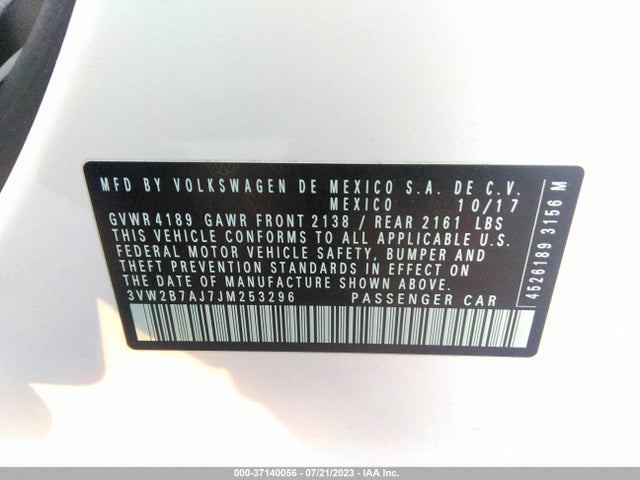3VW2B7AJ7JM253296 Volkswagen Jetta 1.4t S