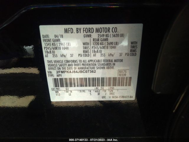 2FMPK4J84JBC07362 Ford EDGE SEL
