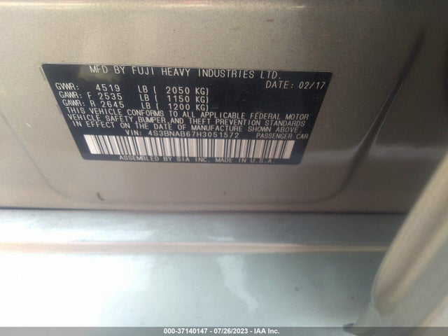 Subaru Legacy 2017 4S3BNAB67H3051572 Image 15