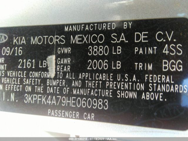 3KPFK4A79HE060983 KIA FORTE LX