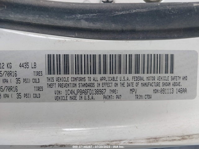 1C4NJPBA6FD138967 Jeep Patriot Sport