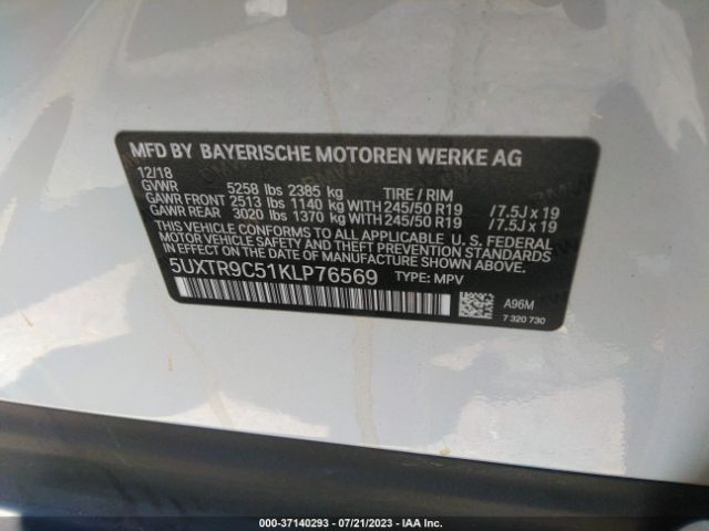 5UXTR9C51KLP76569 BMW X3 Xdrive30i