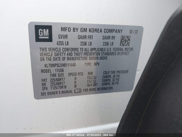 Chevrolet Trailblazer Lt 2022 KL79MPSL5NB111440 Image 9