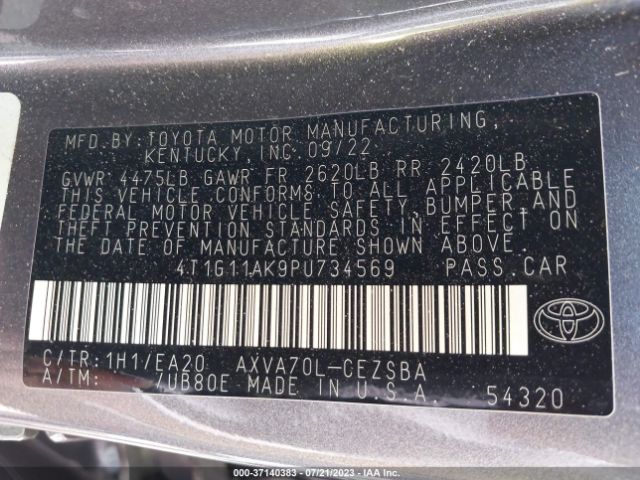 4T1G11AK9PU734569 Toyota Camry Se/se Nightshade