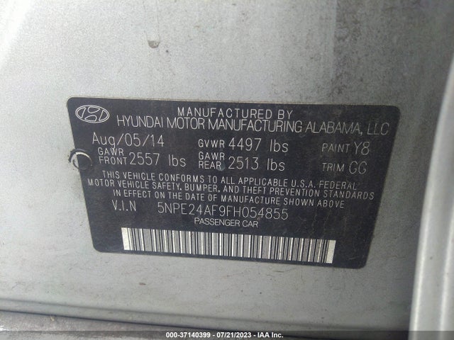 Hyundai Sonata 2.4l Se 2015 5NPE24AF9FH054855 Image 9