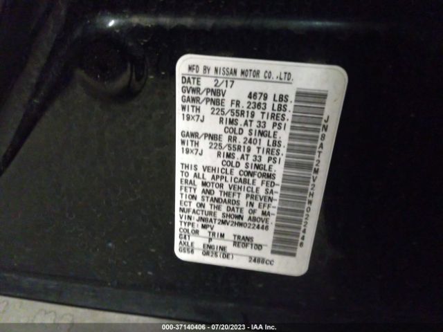 JN8AT2MV2HW022446 Nissan Rogue Sl