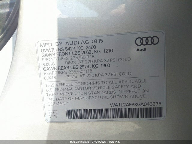 WA1L2AFPXGA043275 Audi Q5 Premium Plus