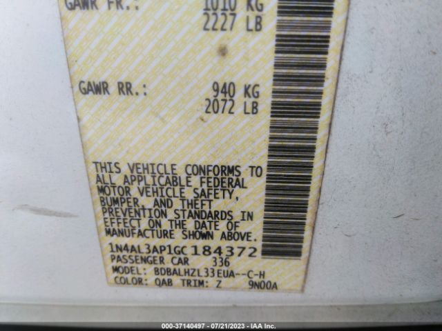 1N4AL3AP1GC184372 Nissan Altima 2.5 Sr