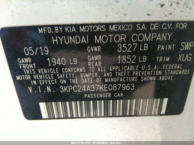 Hyundai ACCENT SE 2019 3KPC24A37KE087963 Image 9