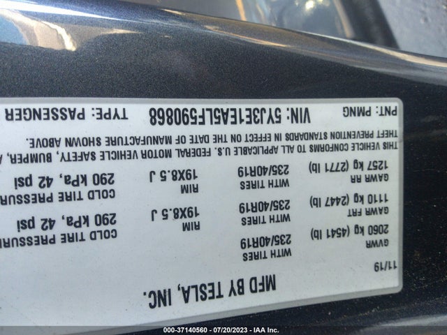 Tesla Model 3 Standard Range 2020 5YJ3E1EA5LF590868 Image 16