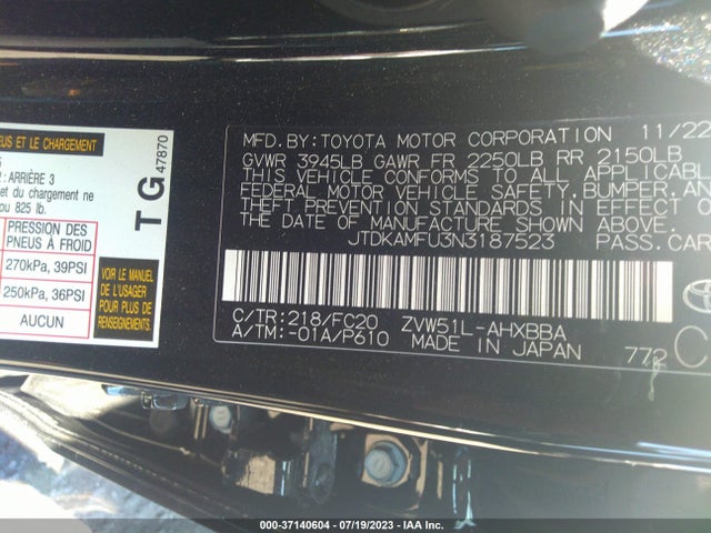 Toyota Prius 2022 JTDKAMFU3N3187523 Image 22