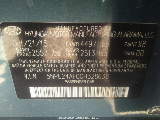 Hyundai Sonata 2.4l Se 2016 5NPE24AF0GH328638 Image 10