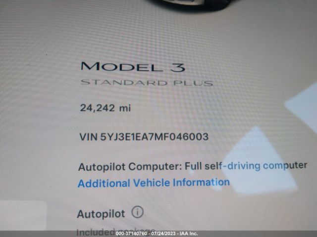 5YJ3E1EA7MF046003 Tesla Model 3 Standard Range Plus