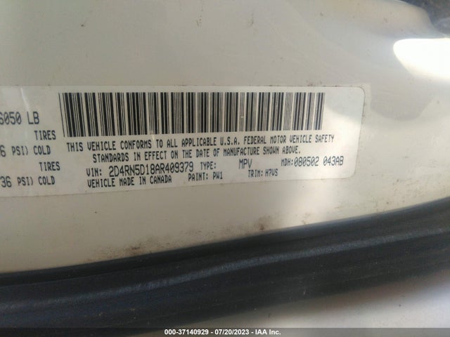 2010 DODGE GRAND CARAVAN SXT VIN: 2D4RN5D18AR409379