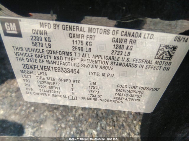 2GKFLVEK1E6333464 GMC Terrain Sle
