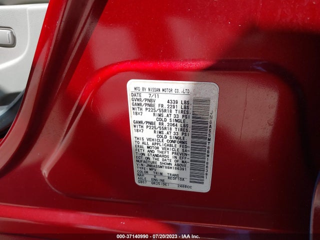 2011 NISSAN ROGUE SV VIN: JN8AS5MT8BW186391