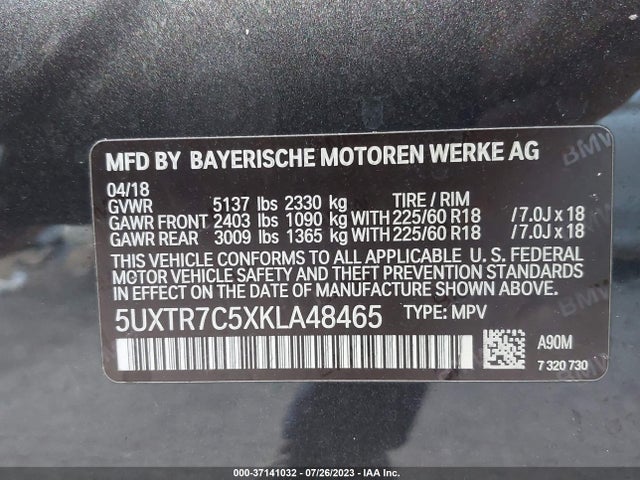 BMW X3 Sdrive30i 2019 аукцион фото