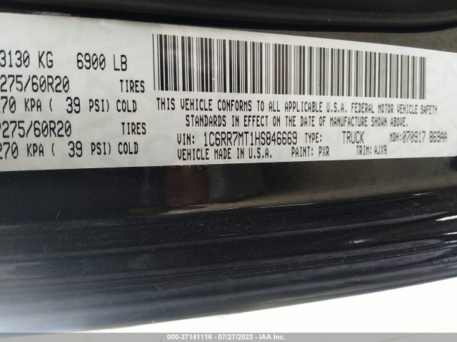 RAM 1500 Sport 2017 1C6RR7MT1HS846669 Image 9